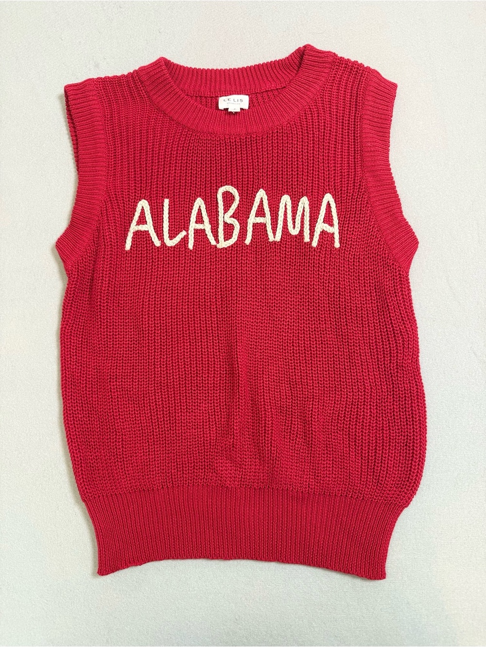 Le Lis Red Knit Top with White Label Detail